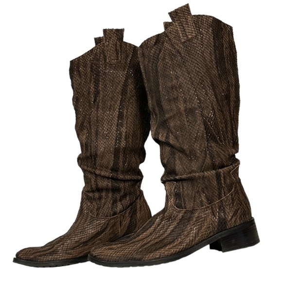 Fiorangelo Boots Italian Snakeskin Leather Brown Handcrafted W Shimmer size 6 - Picture 8 of 17